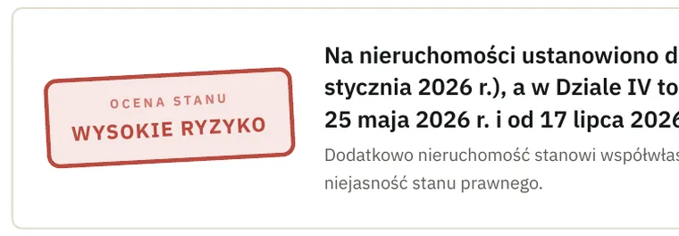 Ocena w raporcie: wysokie ryzyko